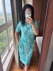 Flowy Teal Swirl Dress