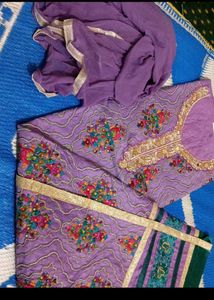 Purple Embroidered unstitched