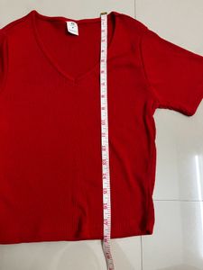 V-neck Red Top