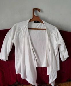 White Open Front Cardigan