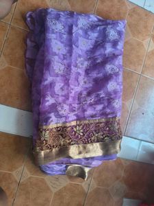 Purple Saree with Embellishments blauz