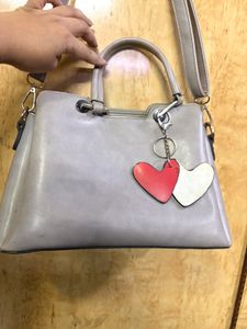grey Handbag with Heart Charms