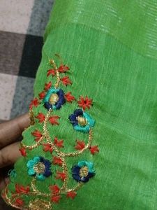 Green Embroidered Saree