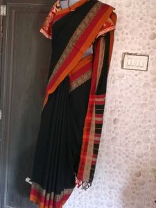 GentlyUsedElegantKhadiCottonSaree-StichedBl