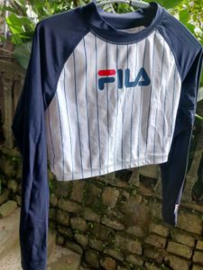 Fila Striped Cropped Long Sleeve cropTop