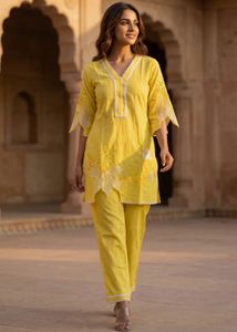 Vibrant Yellow Embroidered Kurta Set