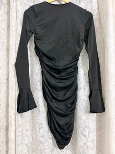 XS Diamond lady  Black Ruched Mini Dress