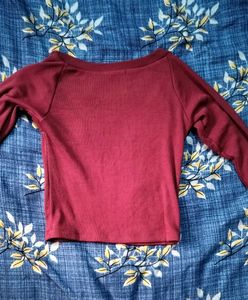 Burgundy Ribbed Knit Top