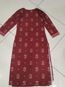 Maroon Printed Kurta