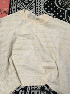 Cream Textured Knit Sweater