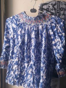 Blue & White Print Blouse 2016