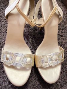 Golden Lightweight New Heels and Rhinestone Detail