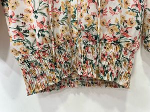 Floral Print Sheer Blouse