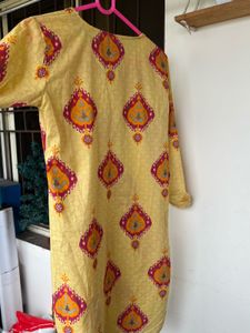 Yellow Printed Kurta