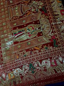 Exquisite maroon Embroidered Banarasi Silk Saree