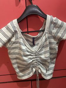 Striped Ruched Crop Top