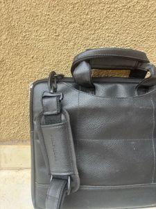 Classic Black Leather Laptop Bag