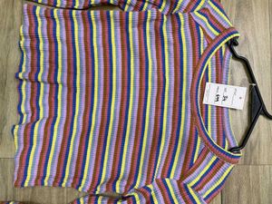 Colorful Striped Long Sleeve Crop Top