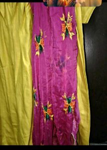 Yellow Kurta with Pink Embroidered Dupatta