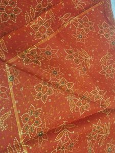 Orange Bandhani Saree