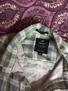 light green checkered shirt