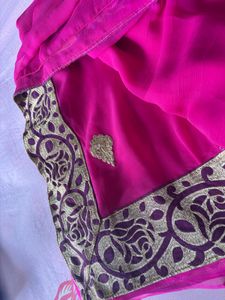 Elegant Pink Embroidered Saree