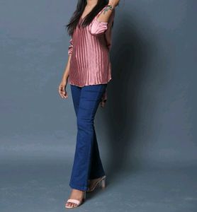Satin Pleated pink Top