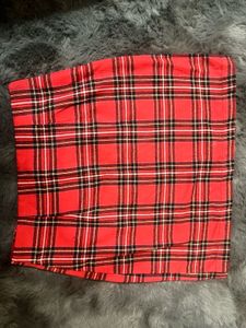 Red punk Plaid Mini Skirt