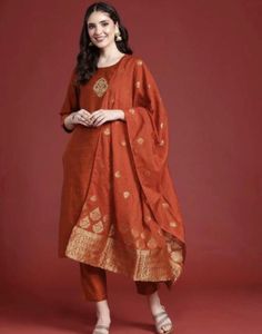 Elegant Orange Kurta Set with Dupatta