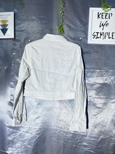 George White Cropped Denim Jacket