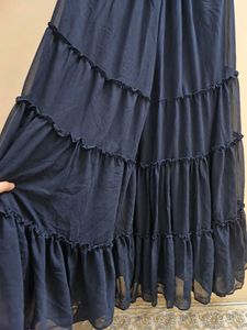 Navy Blue Embroidered Festive Sharara Set