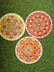 Set of 3 Hand-Painted Mandala Art