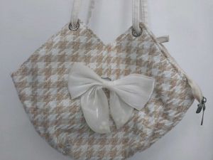 Chic Houndstooth Bow Tote Bag