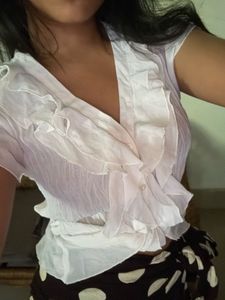 Y2K Ruffled V-Neck Top