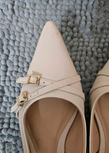 Beige Pointed Flats