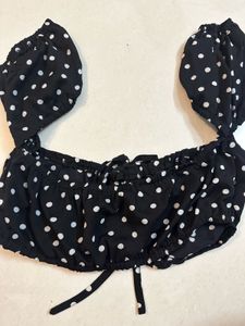 Chic Polka Dot Ruched Crop Top