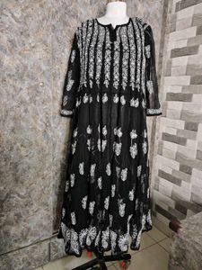 Black Georgette Anarkali with cotton inner