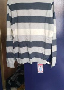 Striped V-Neck Pullover Sweater