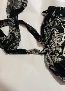 retro Black &amp; White Paisley Halter Top