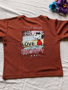 Brown Snoopy Graphic T-Shirt