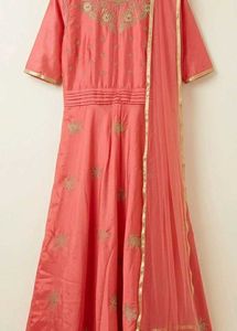 Coral Anarkali Gown with Dupatta