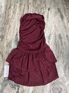 Sparkly Strapless Tiered Mini Dress
