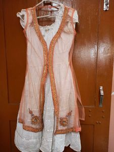 Embroidered Net Kurta
