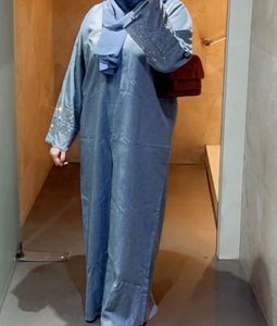 Elegant Grey Abaya , front open with buttons and w