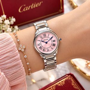 Cartier Pink Dial Stainless Steel Watch