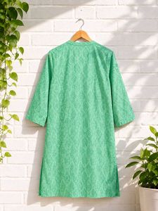 Green Printed Cotton Kurta
