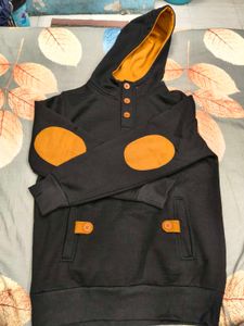 Black Hoodie with Orange Accents