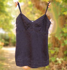 Vintage Black Lace Trim Cami Top