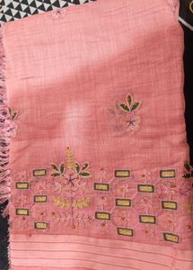 Elegant Pink Embroidered Saree