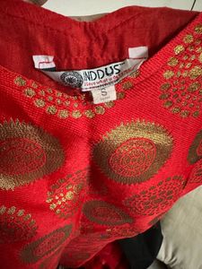 Elegant Red Kurta Set with Gold Motifs